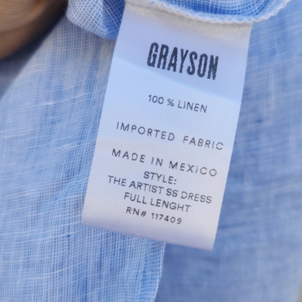 Frank & Eileen Light Blue Linen Relaxed Midi Shirt Dress - Picture 6 of 6